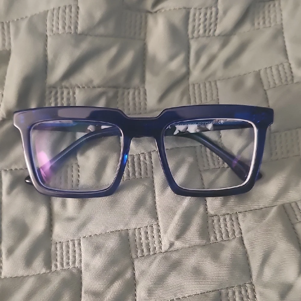 Stylish Blue Square Prescription Glasses W/print